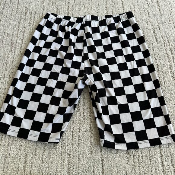 Leggings Depot Bike Shorts Checkered Black White Size Large Spandex 80s 90s Core - Picture 9 of 11
